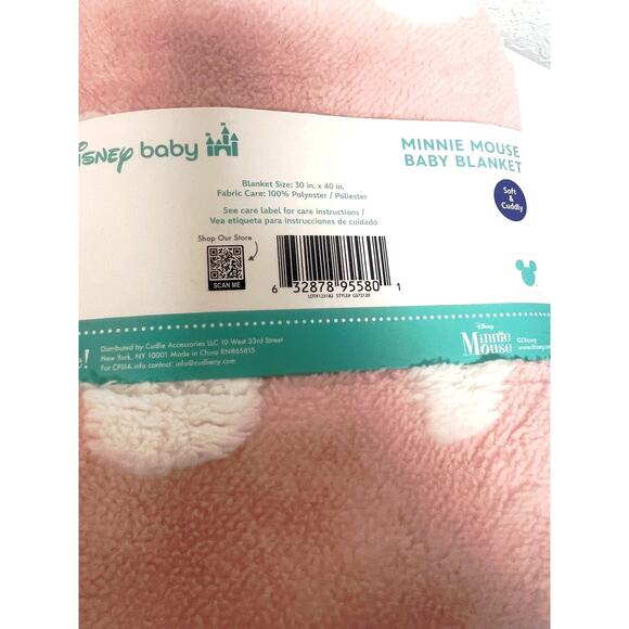 Disney Baby Girl Blanket Minnie Mouse  Pink Polka Dot Sherpa Plush Fleece NEW - Picture 4 of 5